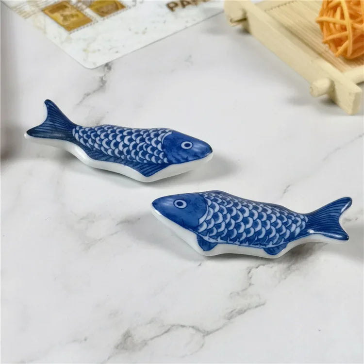 1-3Pcs Cute Fish Shape Ceramic Decorative Chopsticks Holder Rack Spoon Fork Rest Kitchen Tableware Spoon Holder