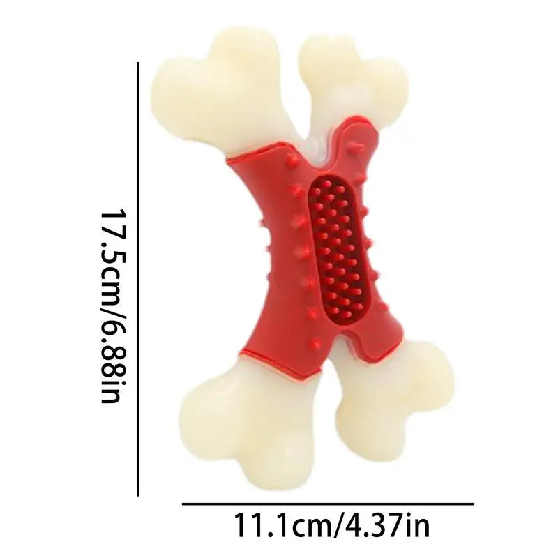 Aggressive Dog Chew Toys Tough Bacon Flavored Bone Shape Teething Toys Long Lasting Chew Tool Fine Bristles Clean Dog Teeth For