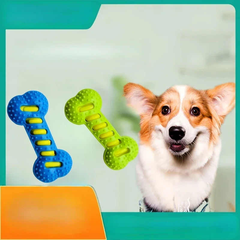 Dog Chew Toy Squeaky Bones Bite-resistant Training Puppy Toy Teeth Cleaning Interactive Massage Toothbrush Dog Toy