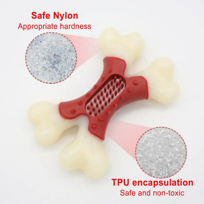 Aggressive Dog Chew Toys Tough Bacon Flavored Bone Shape Teething Toys Long Lasting Chew Tool Fine Bristles Clean Dog Teeth For