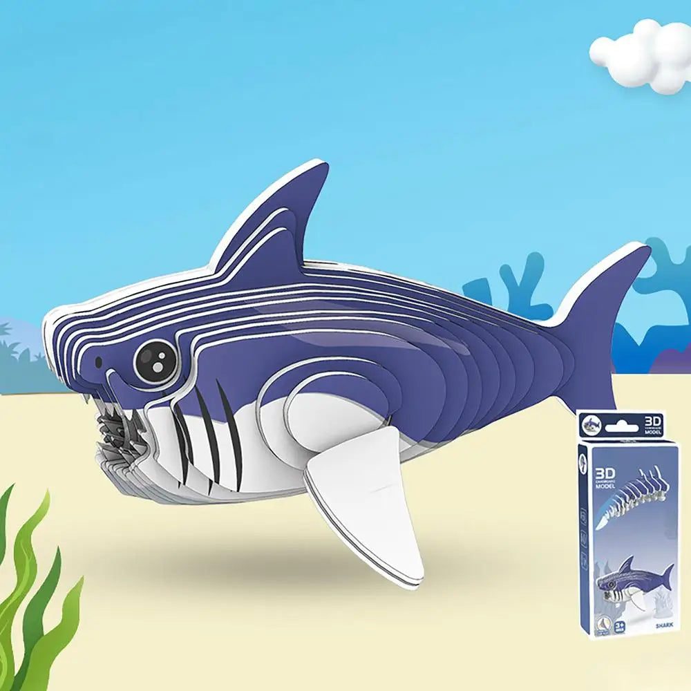 3D Animal Puzzle Narwhal Educational Puzzles Sea Animal Paper Puzzle Educational Montessori Toys DIY Manual Assembly Model Toy