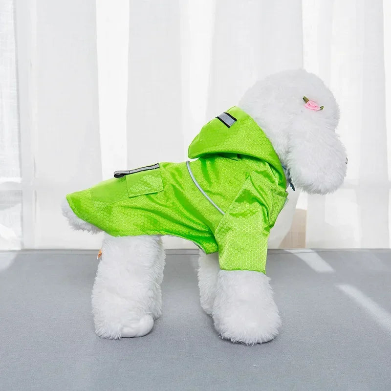 Hooded Waterproof Dog Raincoat with Reflective Strip