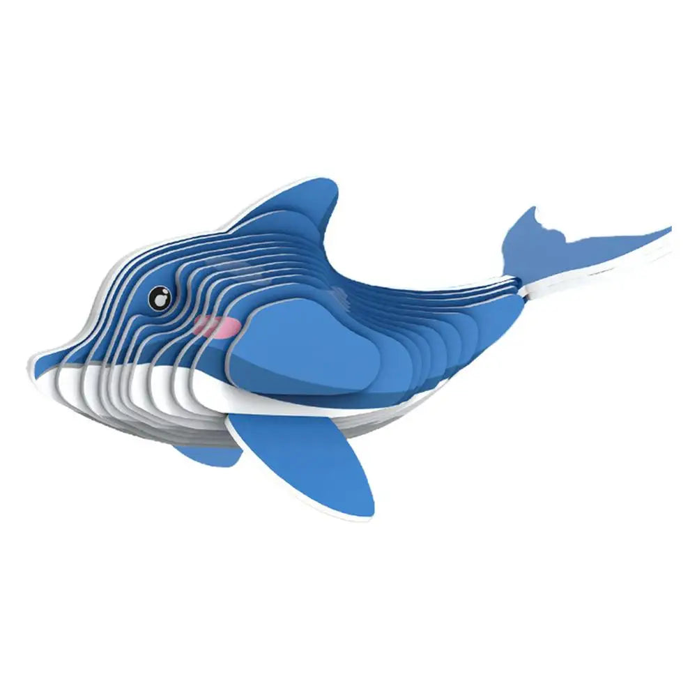 3D Animal Puzzle Narwhal Educational Puzzles Sea Animal Paper Puzzle Educational Montessori Toys DIY Manual Assembly Model Toy