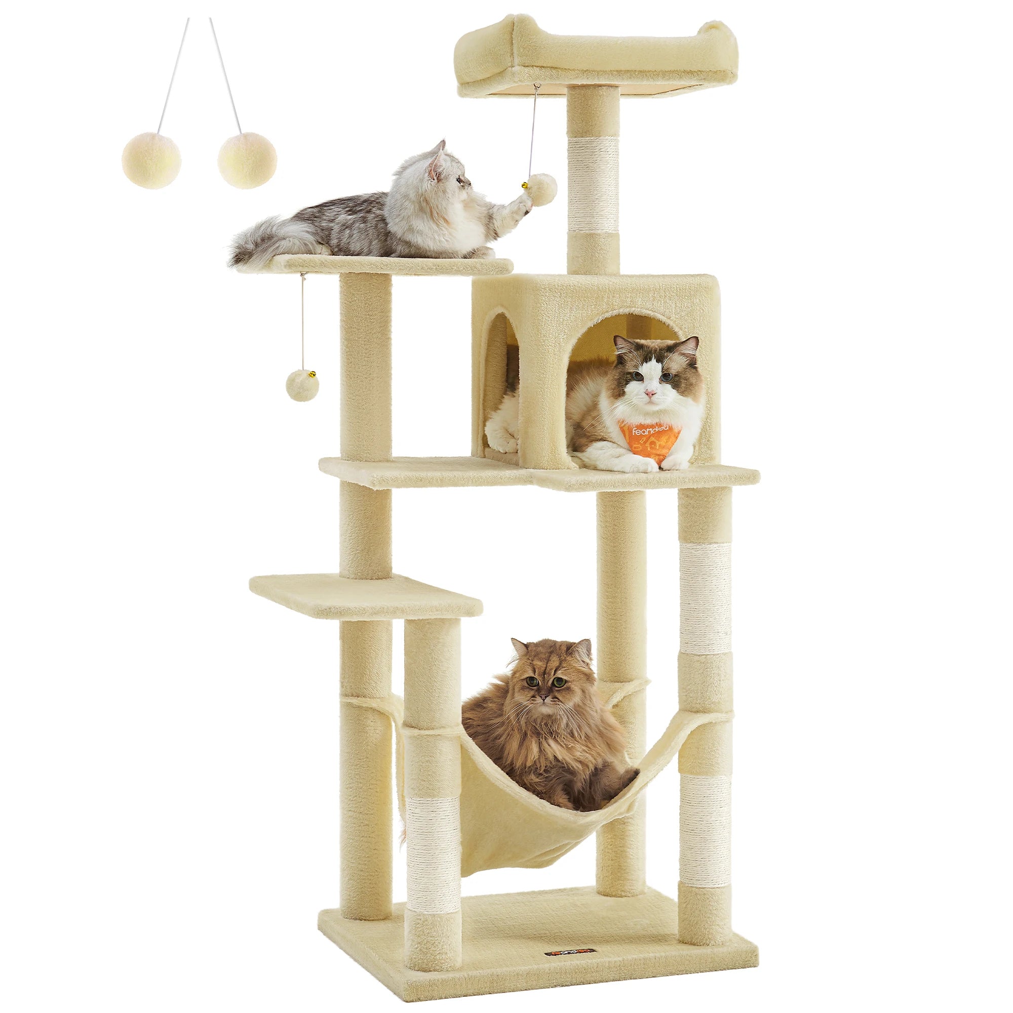 Cat Scratching Post Tower with Hammock & Condo