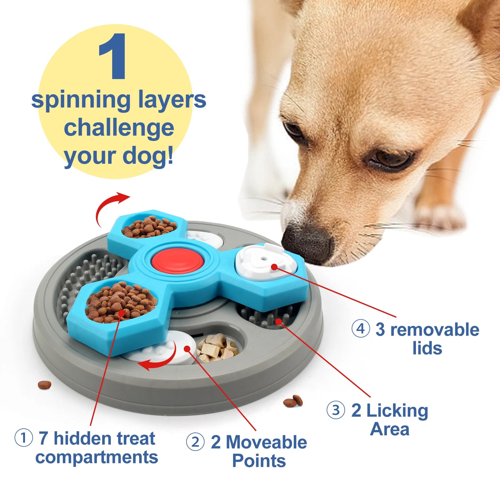 Dogs Toys slow feeder Interactive Increase Puppy IQ Slowly Eating NonSlip Bowl Food Dispenser Pet Puzzle Cat Dogs Training Game