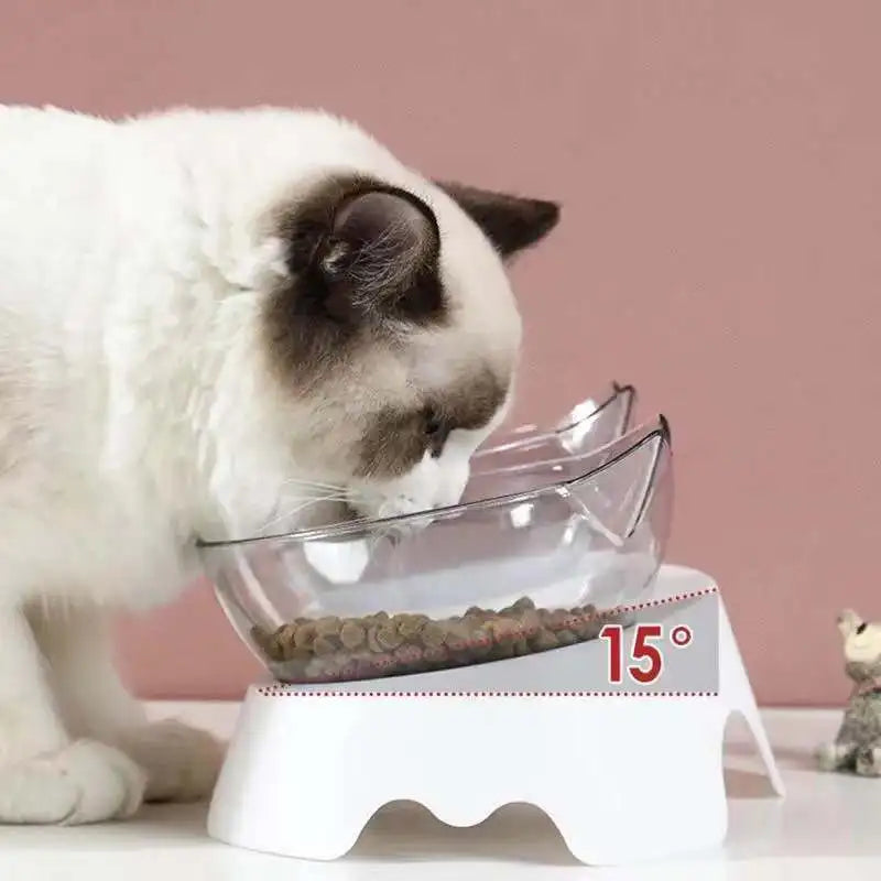Non-Slip Double Cat Bowl with Stand - Pet Feeding Bowls for Cats & Dogs