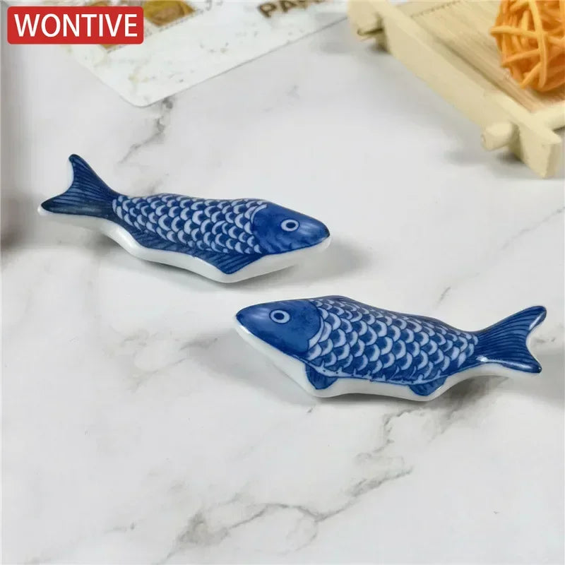 1-3Pcs Cute Fish Shape Ceramic Decorative Chopsticks Holder Rack Spoon Fork Rest Kitchen Tableware Spoon Holder