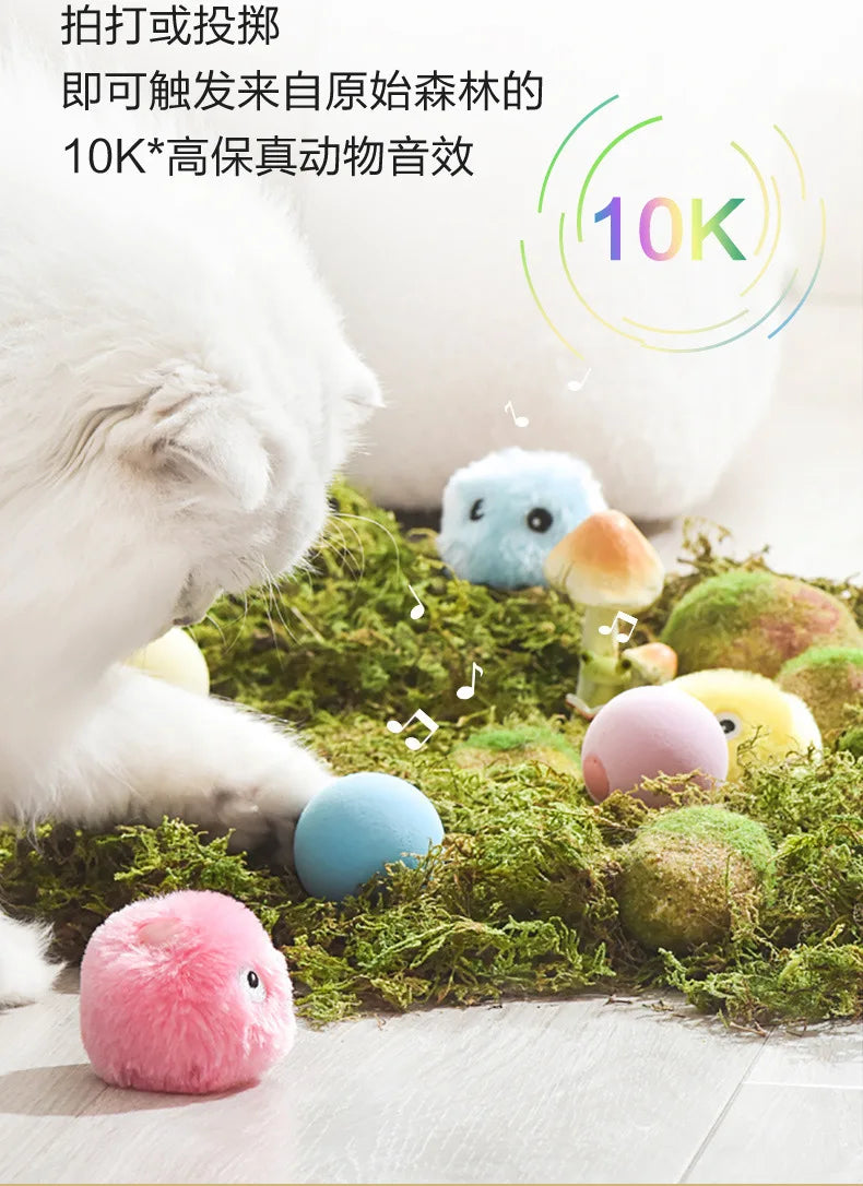 Interactive Ball Smart Cat Toys Plush Electric Catnip Training Toy Kitten Touch Sounding Pet Product Squeak Toy Ball