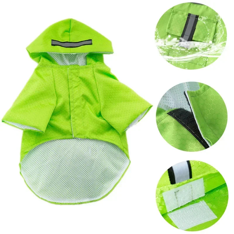 Hooded Waterproof Dog Raincoat with Reflective Strip
