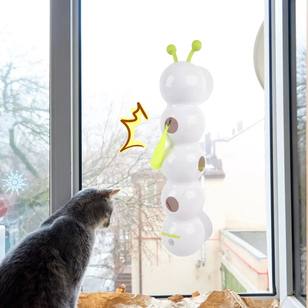 Intelligent Interactive Cat Toy Motion Activated Wack A Worm Post Toy With Tail Automatic Emerging from The Hole Teasing Cat Toy
