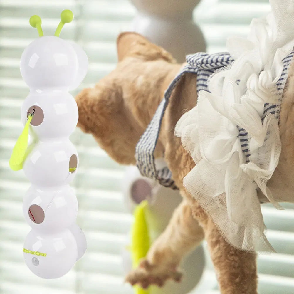Intelligent Interactive Cat Toy Motion Activated Wack A Worm Post Toy With Tail Automatic Emerging from The Hole Teasing Cat Toy