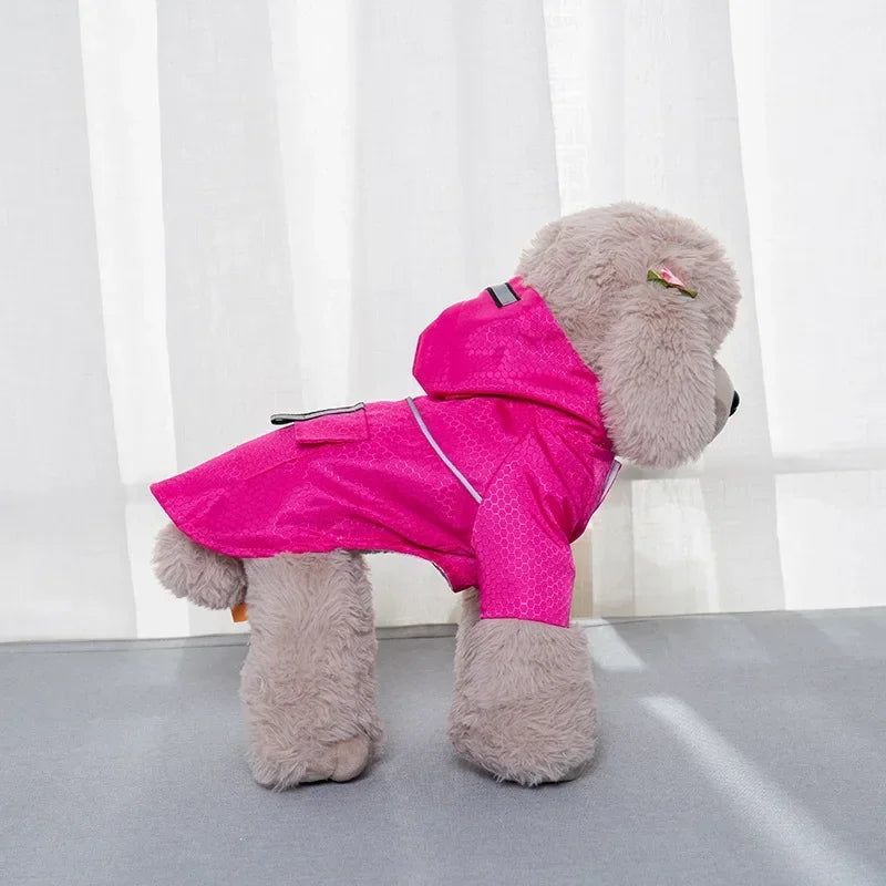 Hooded Waterproof Dog Raincoat with Reflective Strip