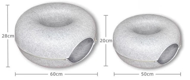 Peekaboo Cat Cave for Multiple & Large Cats Up to 30-45 Lbs, Scratch Detachable & Washable Tunnel Bed, Comfy Donut Cat Cave