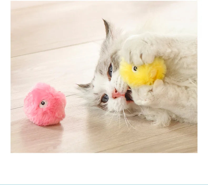 Interactive Ball Smart Cat Toys Plush Electric Catnip Training Toy Kitten Touch Sounding Pet Product Squeak Toy Ball