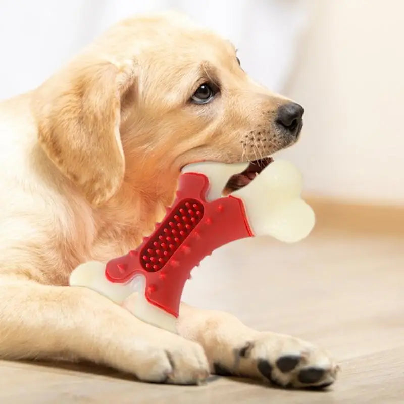 Aggressive Dog Chew Toys Tough Bacon Flavored Bone Shape Teething Toys Long Lasting Chew Tool Fine Bristles Clean Dog Teeth For