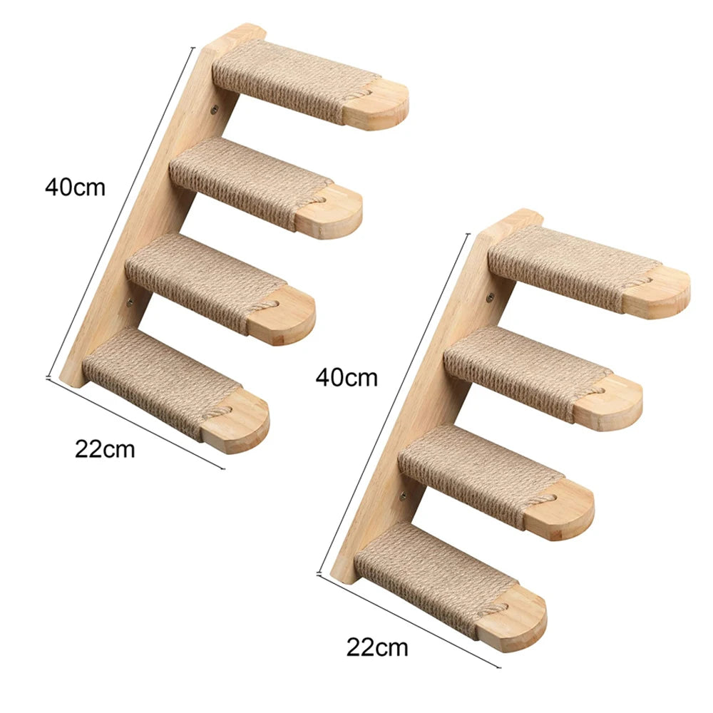 Cat Climbing Shelves Wall Mounted Cat Hammock and Steps Walking Jumping Platform for Wooden Furniture Kitty Playing and Sleeping