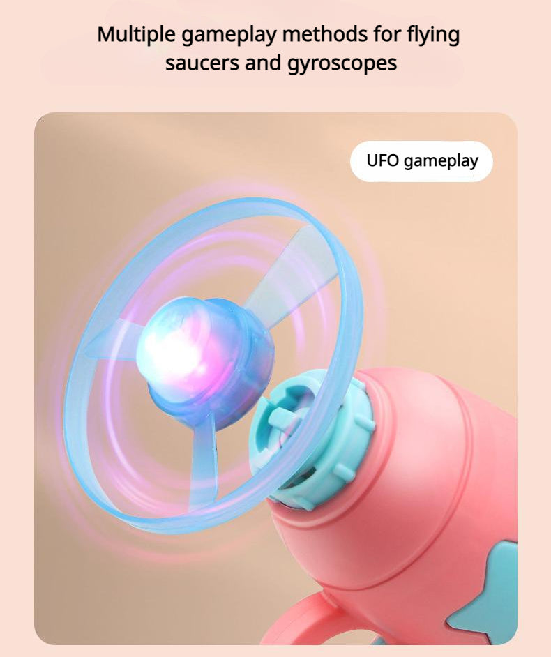 Cat Toy Launch Gun Flying Saucer Rotating Gyro Launcher Cats Chasing  Plaything Training Kitten Interactive Toys Pet Supplies