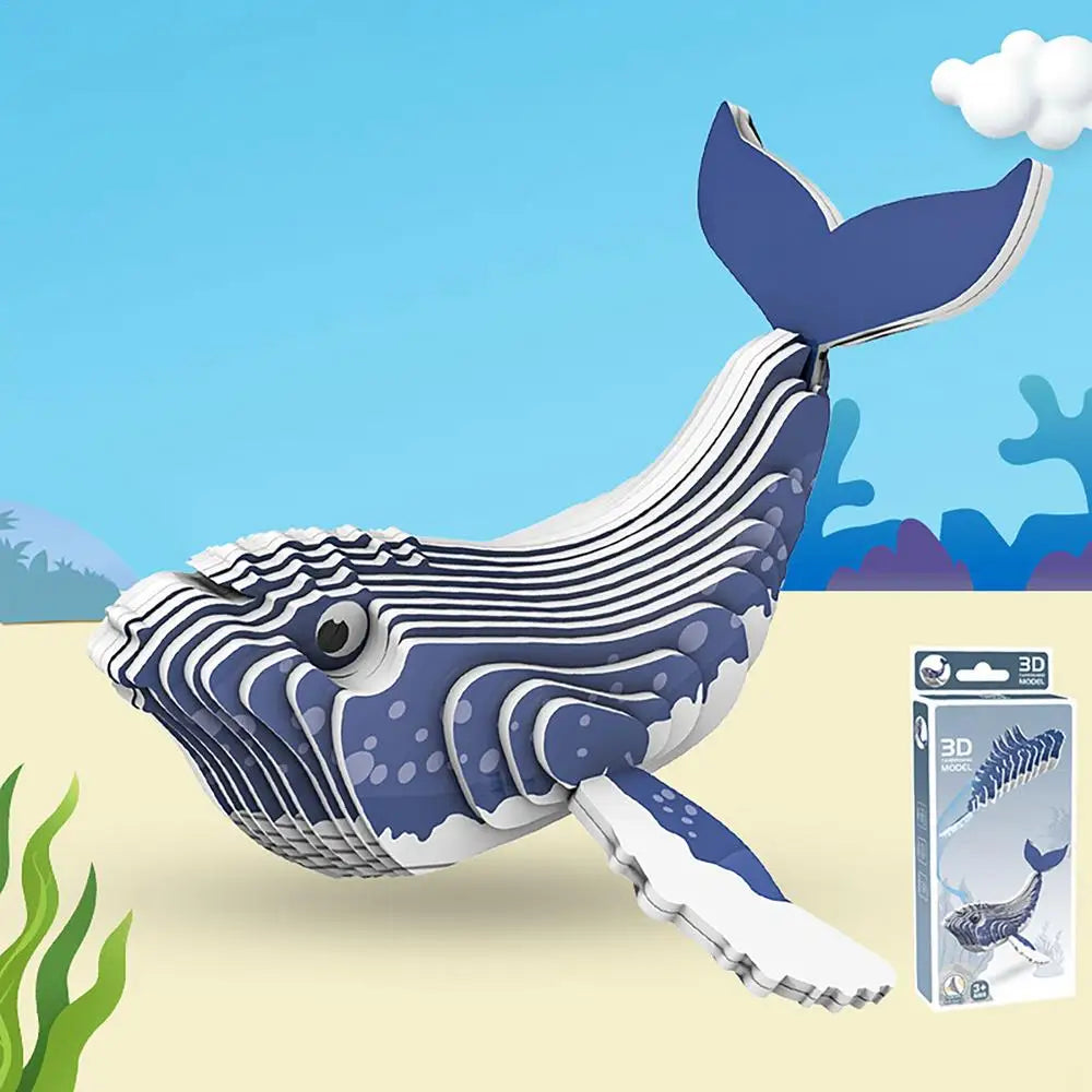 3D Animal Puzzle Narwhal Educational Puzzles Sea Animal Paper Puzzle Educational Montessori Toys DIY Manual Assembly Model Toy