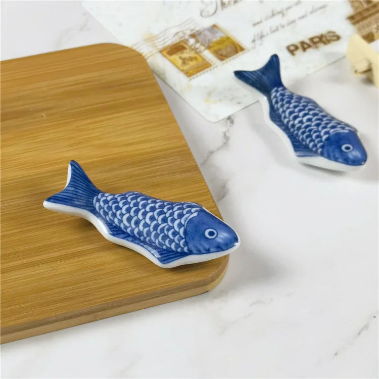 1-3Pcs Cute Fish Shape Ceramic Decorative Chopsticks Holder Rack Spoon Fork Rest Kitchen Tableware Spoon Holder