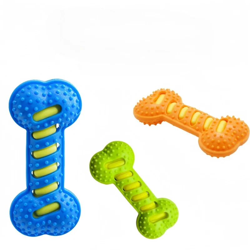 Dog Chew Toy Squeaky Bones Bite-resistant Training Puppy Toy Teeth Cleaning Interactive Massage Toothbrush Dog Toy