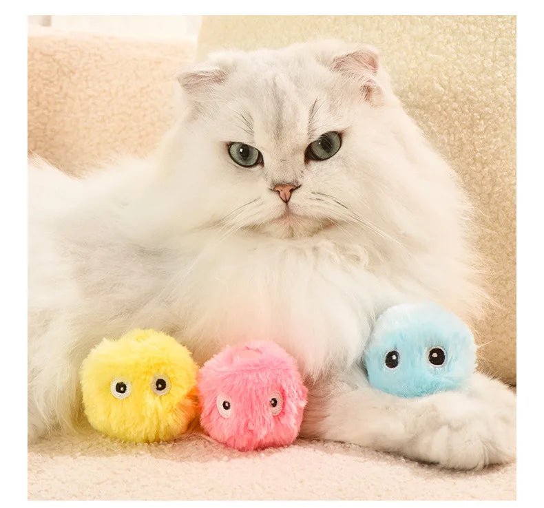 Interactive Ball Smart Cat Toys Plush Electric Catnip Training Toy Kitten Touch Sounding Pet Product Squeak Toy Ball