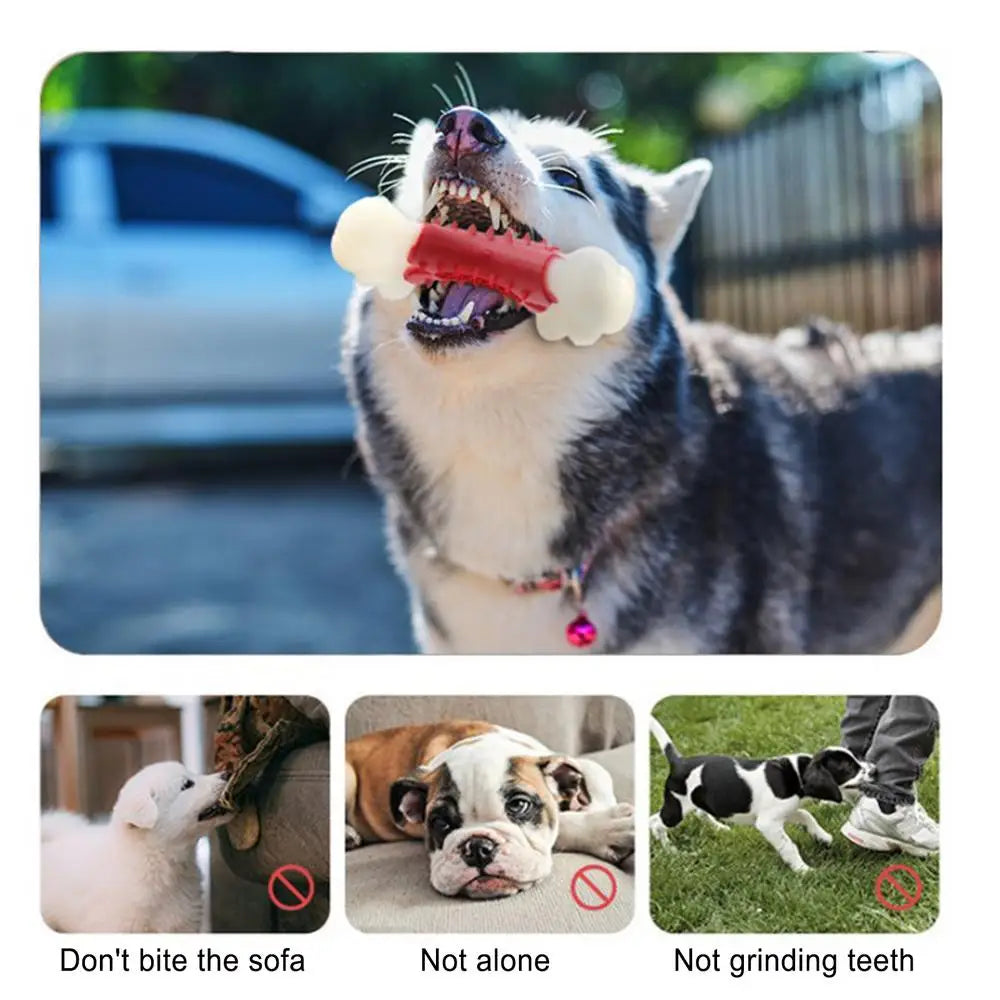 Aggressive Dog Chew Toys Tough Bacon Flavored Bone Shape Teething Toys Long Lasting Chew Tool Fine Bristles Clean Dog Teeth For